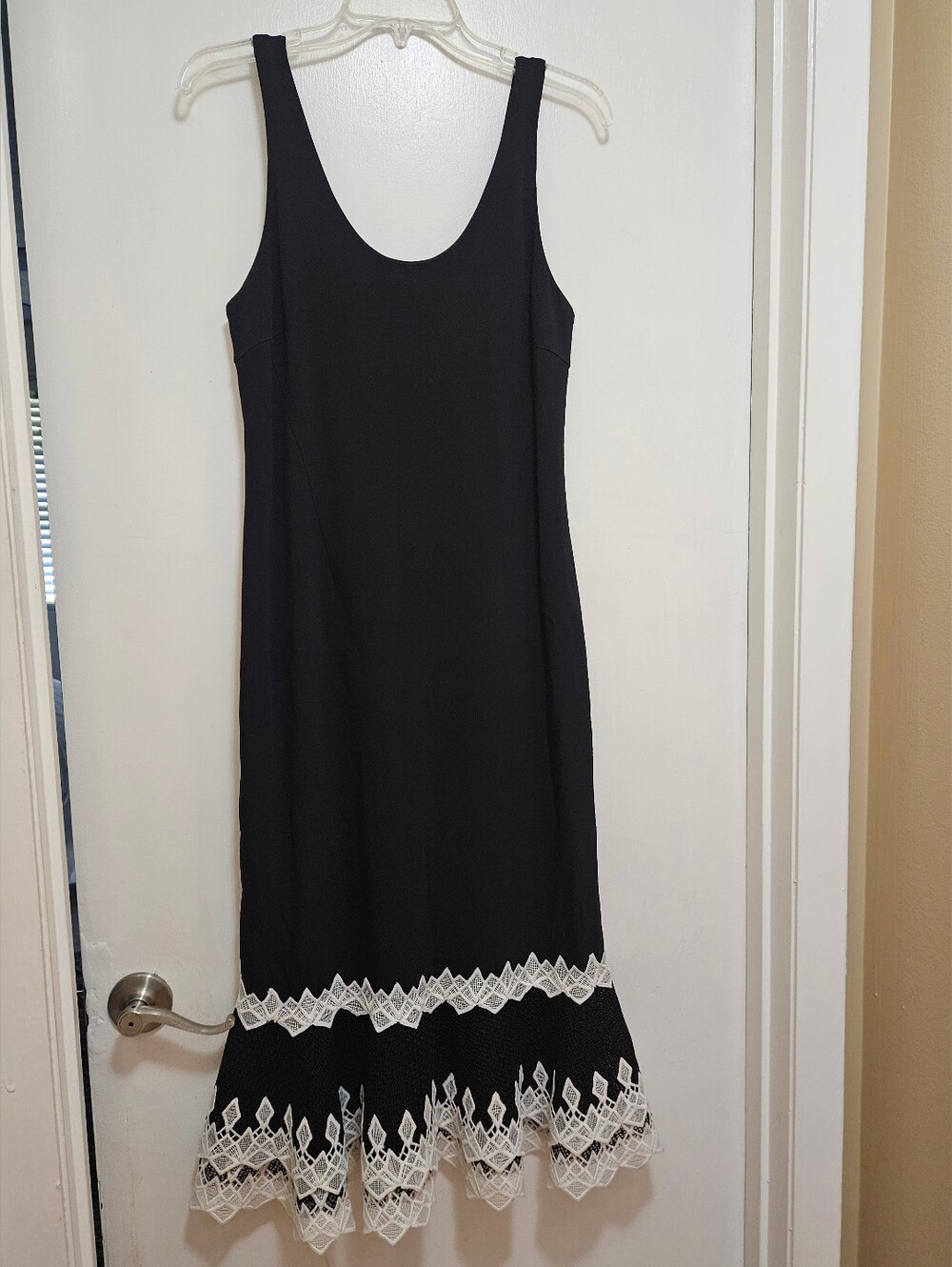 Jonathan Simkhai Black Midi Dress with White Hem Size 8